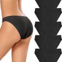 voenxe Women Bikini Underwear,Seamless Breathable Ladies Panties,No Show Comfortable Briefs Undies,Invisible Hipster,5-Pack, M