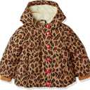 Amazon Essentials Girls and Toddlers' Heavyweight Hooded Puffer Coat, Water-Resistant, 12 Months, Camel Cheetah Print