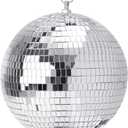 Boshen 8" Disco Mirror Ball with Hanging Ring Silver Party Disco Ball Light for Party Xmas DJ Stage Lighting Effect