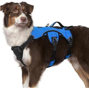 rabbitgoo Escape Proof Dog Harness, Soft Padded Full Body Pet Harness, Reflective Adjustable No Pull Vest with Lift Handle and Leash Clip for Large Dogs Walking Hiking Training, M, Blue (Medium (Pack of 1))