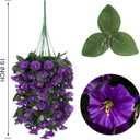 Artificial Fake Hanging Flowers Plants for Outdoor Outside Summer Decoration, 2PCS Faux Silk Morning Glory Purple UV Resistant Look Real Trailing Vines for Home Planter Porch Patio