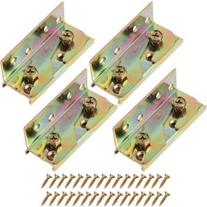 4 Pcs Bed Rail Brackets with 32 Pcs Srews, High Quality Bed Frame Brackets, Rust Proof Bed Frame Hardware for Headboards, Footboards, Wood Bed Frame