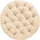 Sorra Home Tufted Papasan Cushion - Bucket & Moon Chair Comfy Round Cushion - Floor Pillow with Plush Foam for Indoor Furniture (Frame Not Included) - Ivory (44" x 44" x 4")