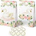 24 PCS Swan Party Favor Bags With Stickers - Candy and Goodie Gift Treat Bags for Swan Themed Birthday Party Supplies