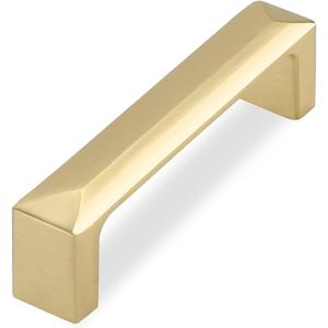 Haidms 10 Pack Gold Cabinet Handles 3 Inch(76mm) Hole Center Soild Zinc Alloy Brushed Gold Cabinet Pulls Kitchen Drawer Pulls Cupboard Hardware for Kitchen