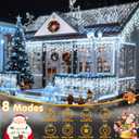 Hezbjiti Christmas Lights Outdoor , 400LED 33FT LED Icicle Lights 8 Modes 75 Drops Fairy String Lights for Christmas Decor Eaves Party Yard Garden (Cold White)