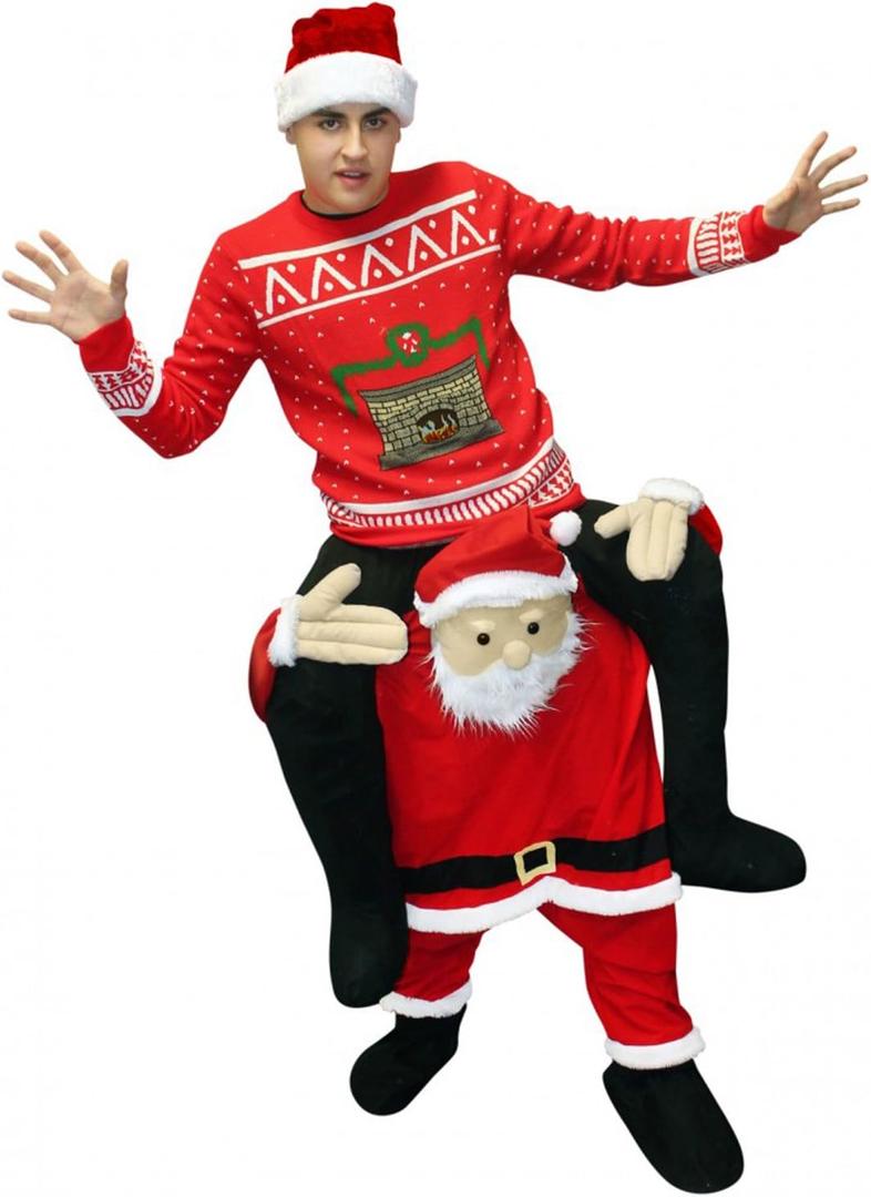 Morph Santa Costume Adult Piggyback, Santa Claus Costume, Piggy Back Christmas Costume Adult, Funny Costume Noel, One Size 5'4-6'4 (Waist 25'-44')