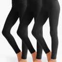 3 Pack Girls Black Athletic Leggings, Printed Ankle Length High Waisted Yoga Pants for Kids Teen fot 8 Y, M