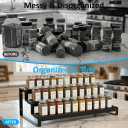 Expandable Spice Rack Organizer for Cabinet, Metal Spice Organizer Adjustable Length, Seasoning & Pantry Organization Shelf 3-Tier, Non-Skid Step Shelf for Kitchen Cabinet, Pantry or Countertop, 15x27.5x37