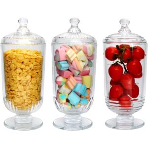 Candy Jars Set of 3,27oz Clear Apothecary Jars,Glass Storage Jars for DIY Projects,Wedding Favors,Shower Favors