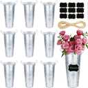 10 Set Galvanized Flower Buckets Farmhouse Flower Vases Metal Vases for Flowers Rustic Flower Bucket with Small Chalkboard Label Metal Flower Buckets for Flowers Wedding Table Centerpieces (10inch