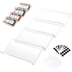 Acrylic Seasonings Spice Rack,Acrylic Spice Drawer Organizer,4 Tier,for Drawer/Countertop,Organize and Display Your Spices,and Seasonings (Jars not Included)