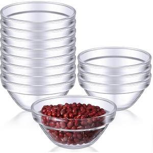 Tioncy 12 Pcs Small Glass Bowls Clear Round Pinch Bowls Stackable Ingredient Dish for Prep Containers for Spices Dipping Sauces Ice Cream Toppings Dessert Snack Candy Nuts(2.95 Inch,3 oz)