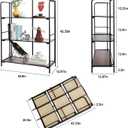 Crofy No Assembly Folding Bookshelf for Living Room, 3 Tier Black Collapsible Book Shelf for Home Office, Portable Bookcase Storage Organizer, 3 Tier Wider