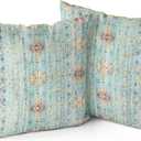Snycler Boho Throw Pillow Covers Farmhouse Home Decor for Sofa Porch Patio Bed Room OutdoorSet of 2Bohemian Carpet Throw Pillows for Couch Decorative Pillow Cases18x18inch,Mint Green