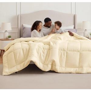 Comforter Duvet Insert - Quilted Comforters Oversized King, All Season Duvet, GentleSoft Down Alternative Bedding, with 8 Tabs, Gifts for Women/Men, Cream,Oversized King 116 x 98 Inches