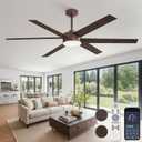 Fanbulous 60 Inch Ceiling Fans with Lights and Remote, Reversible 6 Blades, Dimmable, 3000K-6000K Adjustable, Outdoor Ceiling Fans for Patios, Large Ceiling Fan for Indoor or Covered Outdoor, Brown