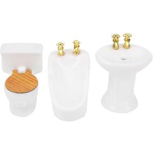 SUNGOOYUE 1/24 Dollhouse Bathroom Set, Mini High Simulation Ceramic Bathtub Toilet Sink Kit for DIY Dollhouse Accessory(#1) SUNGOOYUE 1/24 Dollhouse Bathroom Set, Mini High Simulation Ceramic Bathtub Toilet Sink Kit for DIY Dollhouse Accessory(#1)