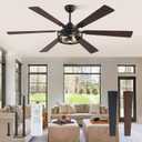 65 Inch Ceiling Fan with Lights, Farmhouse Caged Ceiling Fans with Remote, Black Industrial Ceiling Fans with Quiet Reversible DC Motor, Large Ceiling Fan for Living room, Bedroom
