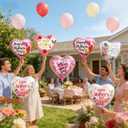 KIPETTO Happy Mother's Day Balloons 20Pcs 18inch Aluminum Foil Balloons Heart Balloons for Mother's Day Birthday Party Decorations