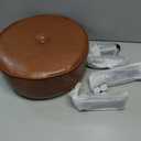 Small Foot Stool, Round Faux Leather Pouf Ottoman Foot Rest, Footstool Ottomans with Rubber Legs Under Desk, 13''L x 13''W x 10.2''H, Footrest for Couch, Living Room, Bedroom, Hallway, Brown