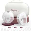 Momcozy M5 Hands-Free Wearable Breast Pump Without APP, Double-Sealed Flange for Baby-Like Comfort, 3 Modes & 9 Suction Levels, Portable Electric Pump 24mm, 2-Pack Quill Gray