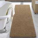 LOCHAS Bathroom Rug Runner 24x60 Inch, Soft Thick Absorbent Microfiber Bath Rugs for Bathroom, Machine Washable, Shaggy Plush Non Slip Bath Mat for Tub, Shower Floor, Quick Dry Mats, Light Brown