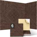 JBER Acoustical Wall Panels - 6 PCS 23.6 X 23.6 Inches Wood-Pattern Printing Sound Absorbing Panels, Large Self-Adhesive Decorative Soundproof Wall Panels for Studio,Home & Living Room(Dark Walnut), 72"48"
