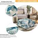 Ottoman Cover Square Slipcovers Printed,Stretch Footrest Stool Cover for Ottoman Square,Soft Foot Stool Cover Protector with Nonslip Elastic Bottom (Large,Palm Leaf)