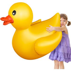Hungdao 1 Pack 4 Feet Giant Inflatable Duck Huge Rubber Duck Large Blow up Pool Float for Summer Beach Swimming Pool Carnival Birthday Party Parade Decoration (Yellow)