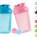 Shaker Bottle Protein Shakes and 16-Ounce/400ML Shaker-Bottle with Whisk Balls,Non-BPA plastic(Blue+Pink(2PCS))