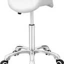 Antlu Saddle Stool Rolling Chair for Office Massage Salon Technician Kitchen Spa Drafting,Adjustable Hydraulic with Wheels (Without Backrest, White)