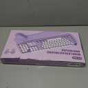 Wireless Keyboard and Mouse Combo, Cute Round Keycaps, Full-Size Retro Typewriter Keyboard with Detachable Wrist Rest, 2.4GHz Cordless Connection for Mac/Windows/PC/Laptop (Purple)