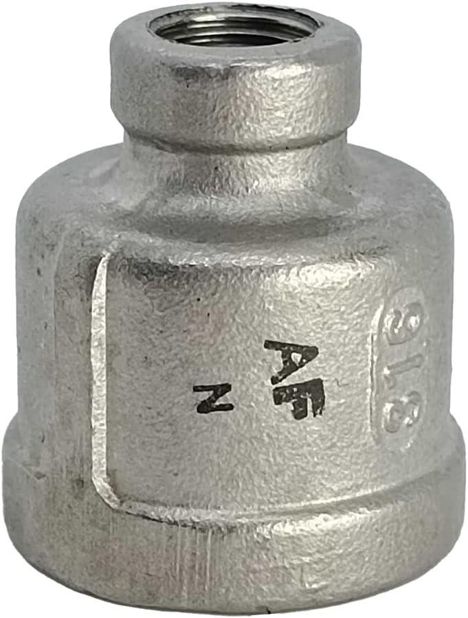 AF Hydro Stainless Steel SS316 Reducing Coupling Pipe Fitting, 1'' NPT x 1/2” NPT Female Thread, Pressure Rating up to 150 PSI, Class 150 Reducer Connector Adapter, 2 pcs in a pack