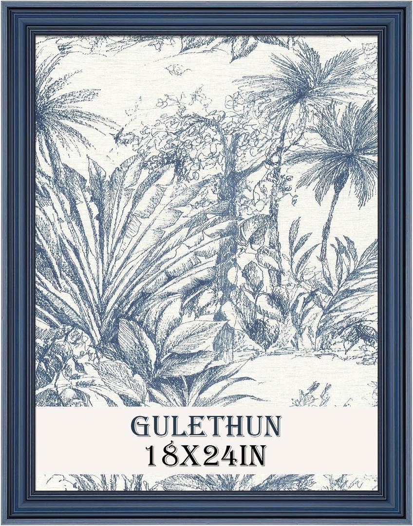 GULETHUN 18x24 Frame, Transitional Modern Design Picture Frames, 18 by 24 Rustic Poster Frame for Home Decor, Blue Vintage Photo Frames, Horizontal or Vertical Display, Choose Size & Color, 18x24in