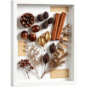 11x14 Shadow Box - Deep Picture Frame with Shatter-Resistant Panel for Wall Decor | 3D Display Case for Military Medals,Flowers,Photos and Crafts | Easy to Open & Ready to Hang Gift (White)