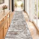 Non Slip Floor Runners for Dogs 2.6x12 Washable Runner Rug Abstract, Joint Support for Senior Dogs, Woven, Extra Grip Traction Runners for Hallway, Entryway, Walkway, Brown