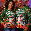 RAISEVERN Ugly Christmas Sweatshirts for Men Women Funny Pullover Sweaters for Xmas Holiday (L)