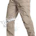 NAVEKULL Men's Outdoor Tactical Pants Lightweight Ripstop Military Hiking Work Cargo Pants with 9 Pockets (30W x 32L, Khaki)