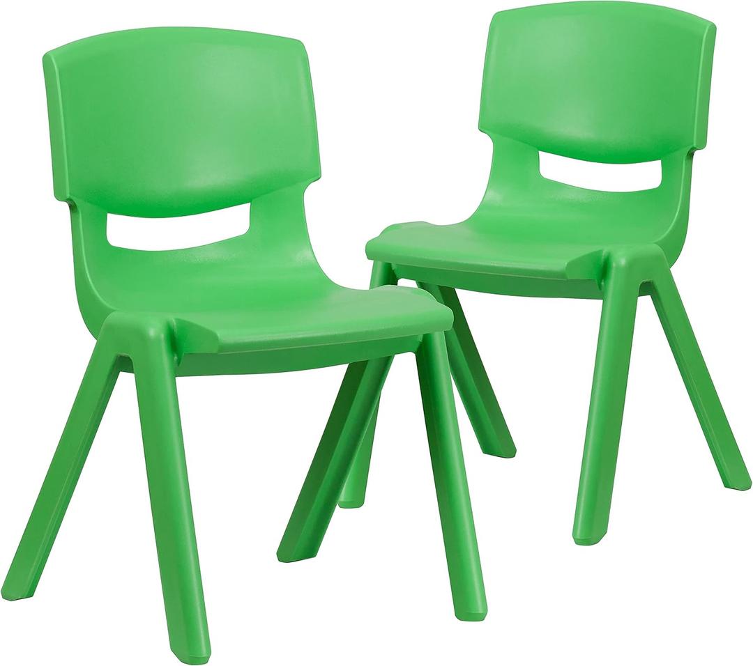 Flash Furniture Green Plastic Stackable School Chair with 15.5'' Seat Height