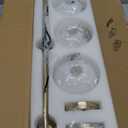 KCO Lighting 3 Light Linear Pendant Lighting Milk Glass Flush Mount Ceiling Light Brass Gold Chandelier Light Fixture Modern Globe Linear Chandelier Dining Room Dining Room Over Table