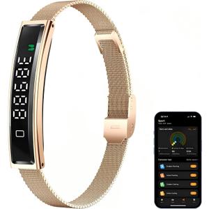 Health Smart Bracelet,Fitness Tracker with Heart Rate, Sleep Monitoring, Blood Oxygen, Step Counting for iOS and Android, No Subscription Fee, Waterproof(Gold)
