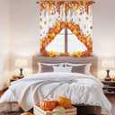 Thanksgiving Swag Curtain Valances,Pumpkin Autumn Leaves Rod Pocket Window Swag Topper Curtains,Fall Harvest Short Tier Valance for Kitchen Bedroom Bathroom Decor,2 Panel 36"x36" (Orange Red)