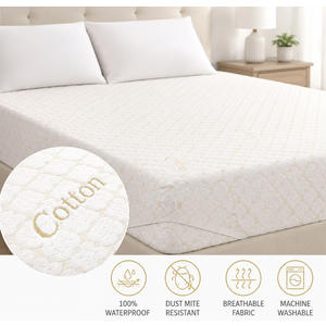 100% Organic Cotton Mattress Pad Cover, GOTS Certified Cooling Quilted Fitted Mattress Topper & Protector with Soft Cotton, King