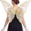 Fairy Wings for Women with Lace Gloves, Butterfly Cosplay Wings,Iridescent Costume Wings for Party Photography Adult Dress Up