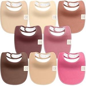 KeaBabies 8-Pack Organic Baby Bibs for Girls, Boys - Quilted Cotton Cloth Baby Drool Bibs for Drooling and Teething Toddler, Newborn, Infant, Soft & Super Absorbent (Rosewood)