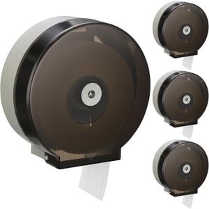 Layhit 4 Pack Toilet Paper Holder Wall Mount, Toilet Paper Towel Dispenser, Commercial 9" Jumbo Plastic Tissue Dispenser with Key Wall Lock for Bathroom, Office, Restaurants (Black)