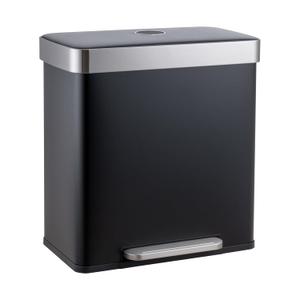 SVITA LT2X30 Dustbin 60 Litre Pedal Bin Pedal Bin Waste Bin 2 Compartments Each 30 Litres Freestanding with Lid Soft Close Lid Including Inner Bucket Black