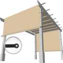 Windscreen4less 8' x 16' Pergola Universal Replacement Shade Cover UV Block Permeable Fabric Canopy Privacy Shade Screen Panel with 2 Weighted Rods for Outdoor Patio Yard Garden Beige