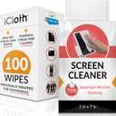 iCloth 70% Isopropyl Large Screen and Electronics Wipes, Lint-Free, Streak-Free, Fast-Drying, Removes Dust and Fingerprints (100 Wipes)